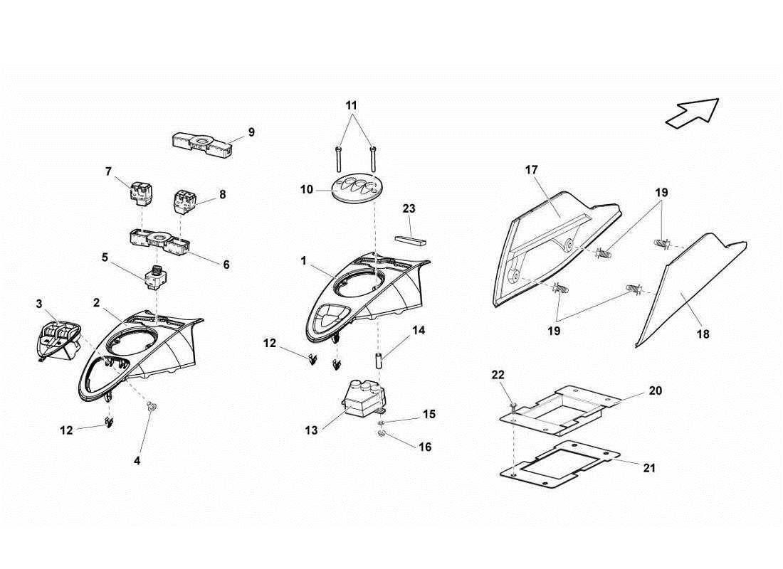 lamborghini gallardo lp560-4s update diagramma delle parti del tunnel anteriore