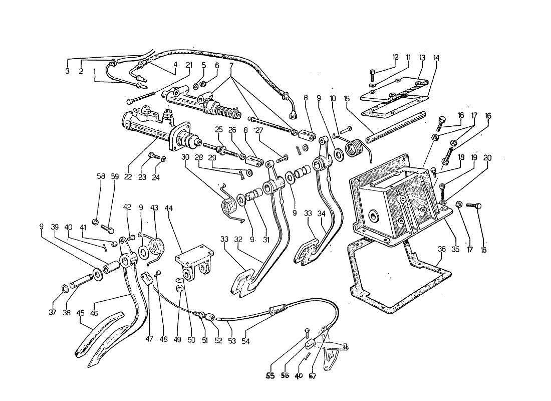 lamborghini jarama pedaliera diagramma delle parti