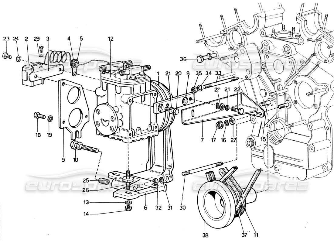 ferrari 365 gtb4 daytona (1969) aria condizionata diagramma delle parti