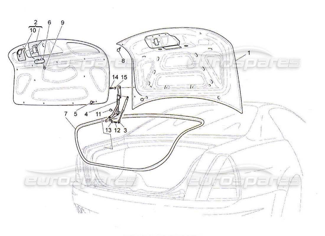 maserati qtp. (2010) 4.2 coperchio posteriore diagramma delle parti