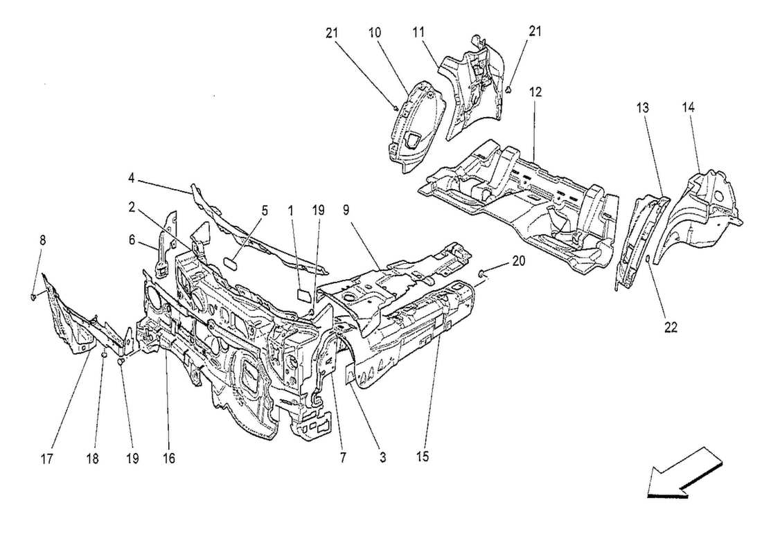 maserati qtp. v8 3.8 530bhp 2014 pannelli insonorizzati all'interno del diagramma delle parti del veicolo