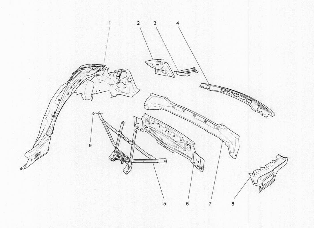 maserati qtp. v6 3.0 bt 410bhp 2015 schema delle parti della carrozzeria e dei pannelli di rivestimento esterni posteriori
