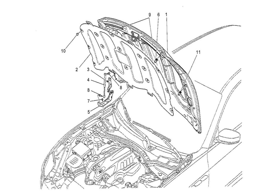 maserati qtp. v8 3.8 530bhp 2014 diagramma delle parti del coperchio anteriore