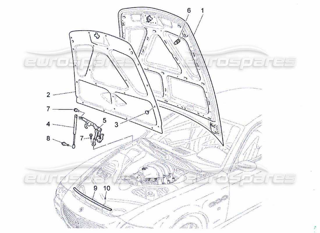 maserati qtp. (2010) 4.7 diagramma delle parti del coperchio anteriore