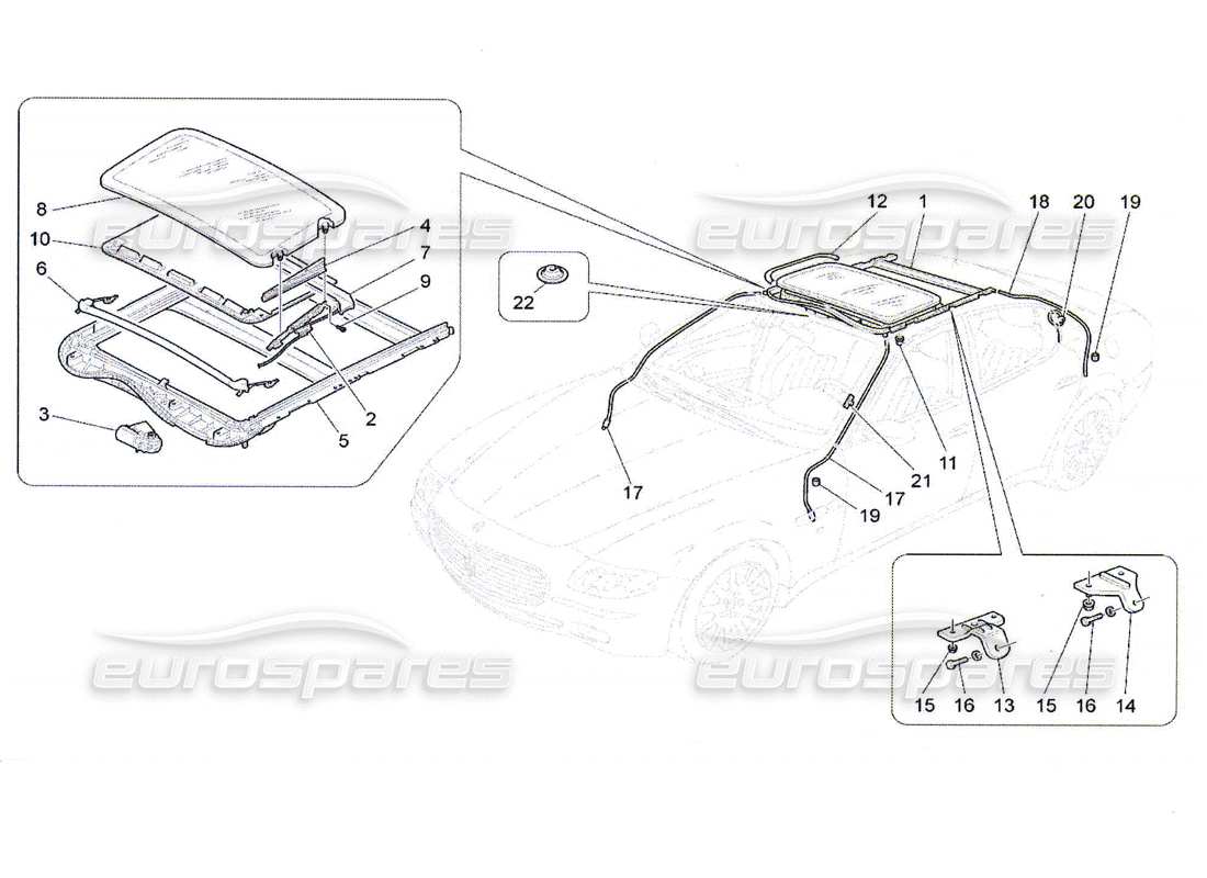 maserati qtp. (2010) 4.7 diagramma delle parti del tetto apribile