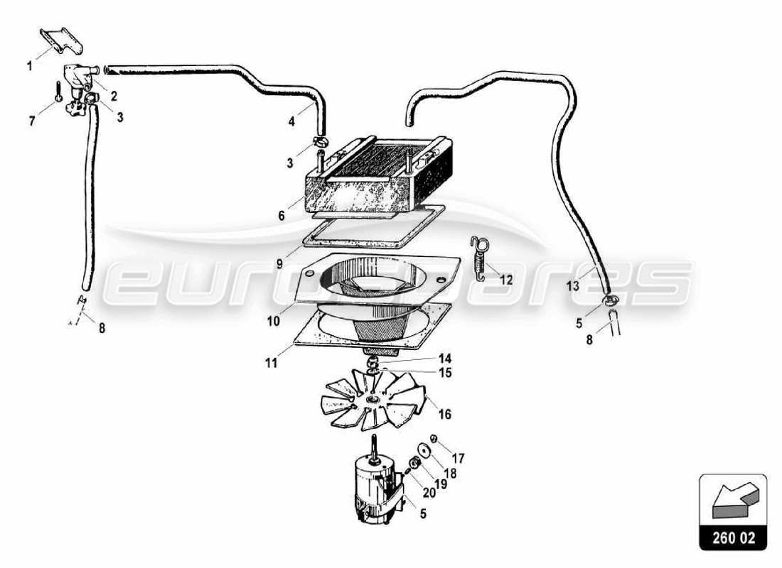 lamborghini miura p400s sistema di aria condizionata diagramma delle parti