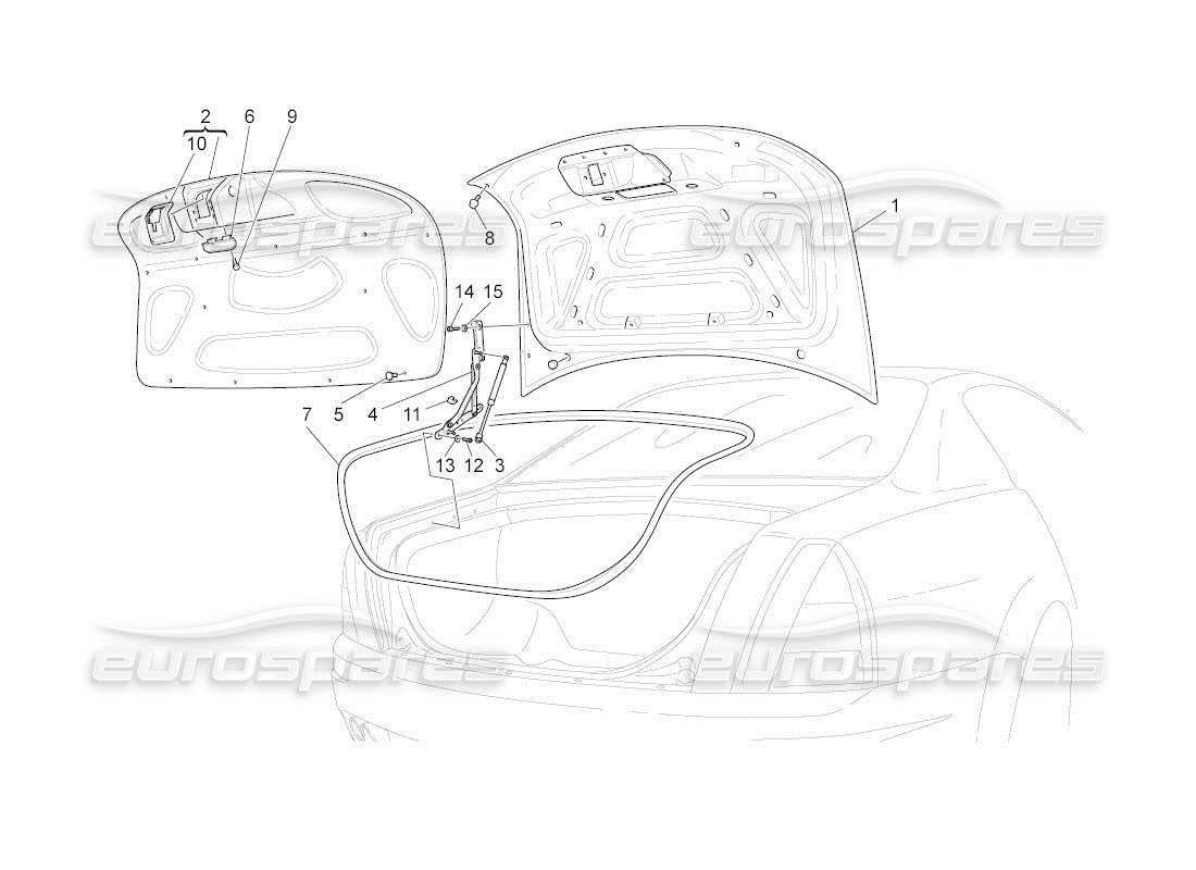 maserati qtp. (2011) 4.2 auto schema delle parti del coperchio posteriore