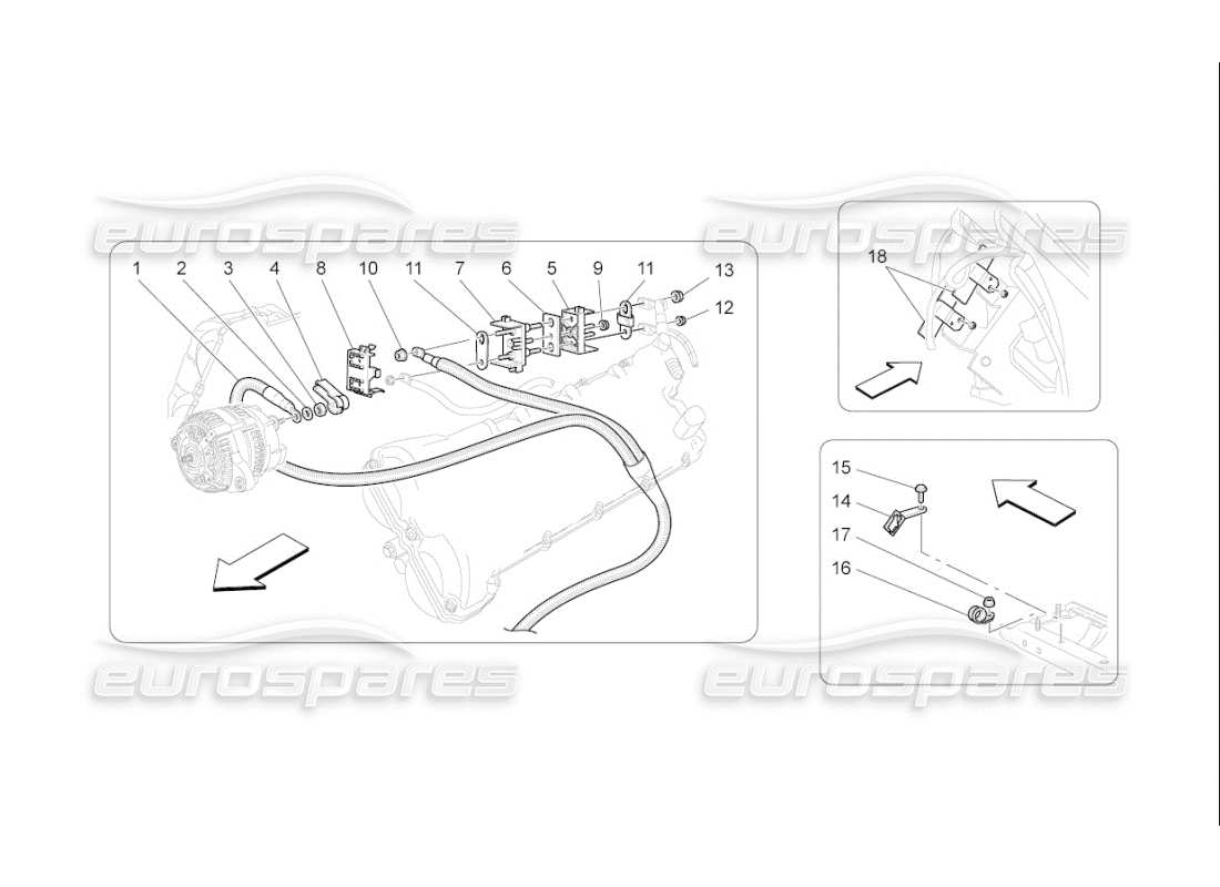 maserati qtp. (2007) 4.2 f1 schema delle parti del cablaggio principale