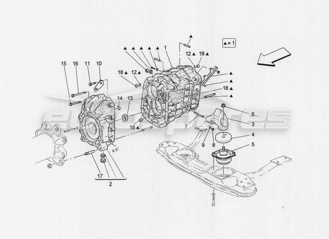 maserati granturismo special edition diagramma delle parti degli alloggiamenti del cambio