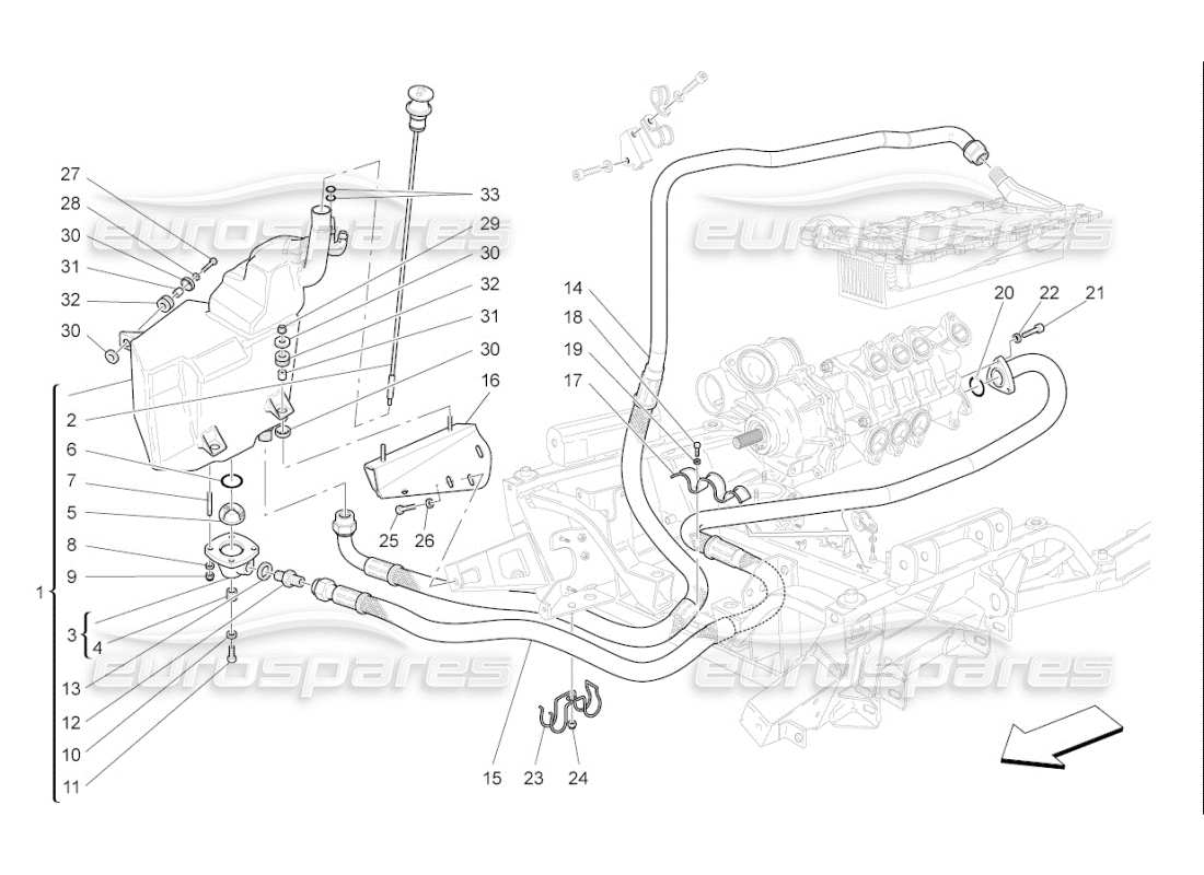 maserati qtp. (2007) 4.2 f1 sistema di lubrificazione: diagramma delle parti del circuito e della raccolta