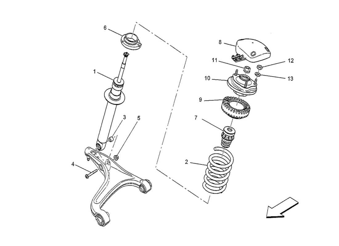 maserati qtp. v8 3.8 530bhp 2014 diagramma delle parti dei dispositivi dell'ammortizzatore anteriore
