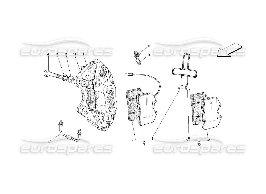 ferrari 348 (2.7 motronic) pinze per freni anteriori e posteriori diagramma delle parti