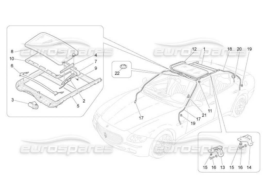 maserati qtp. (2005) 4.2 diagramma delle parti del tetto apribile