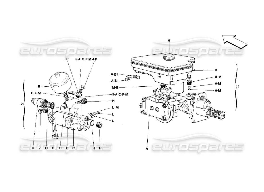 ferrari 348 (2.7 motronic) sistema idraulico per antiscivolo diagramma delle parti