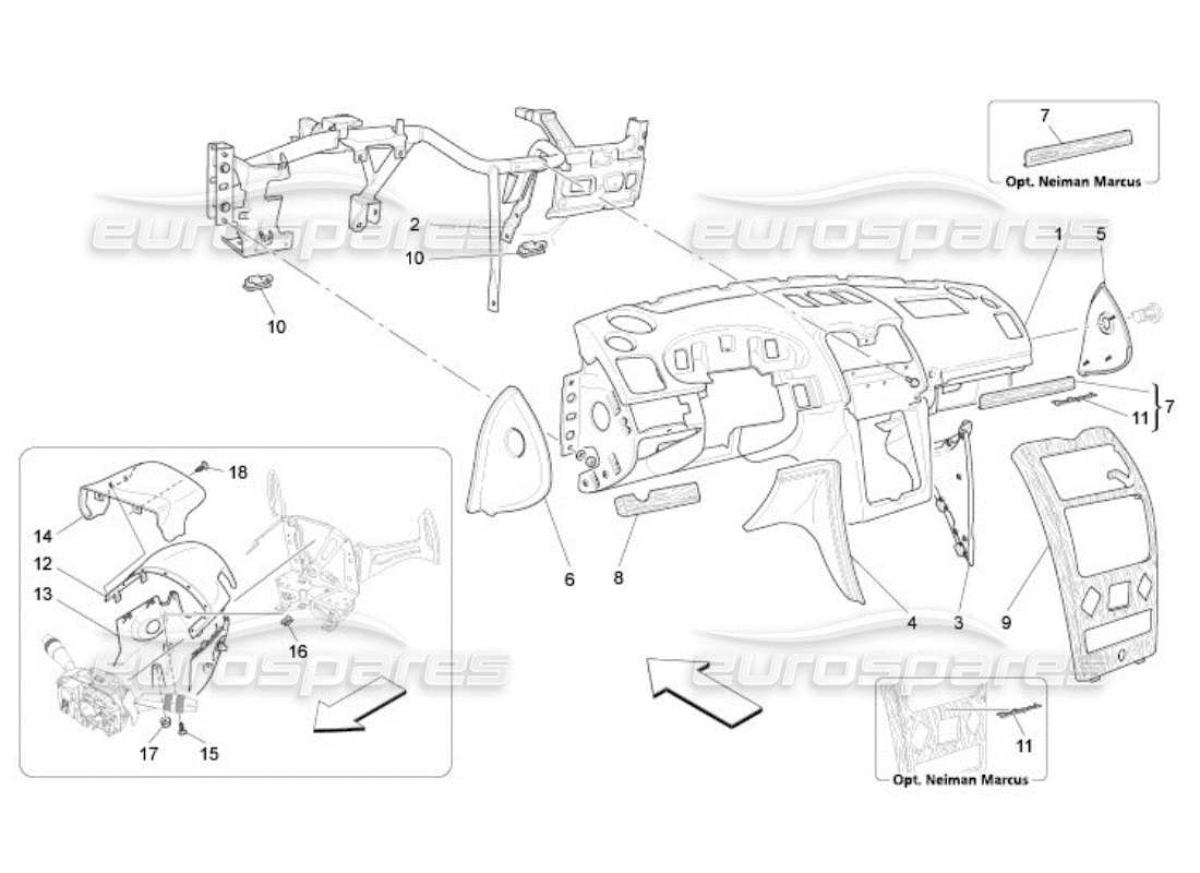 maserati qtp. (2005) 4.2 diagramma delle parti dell'unità del cruscotto