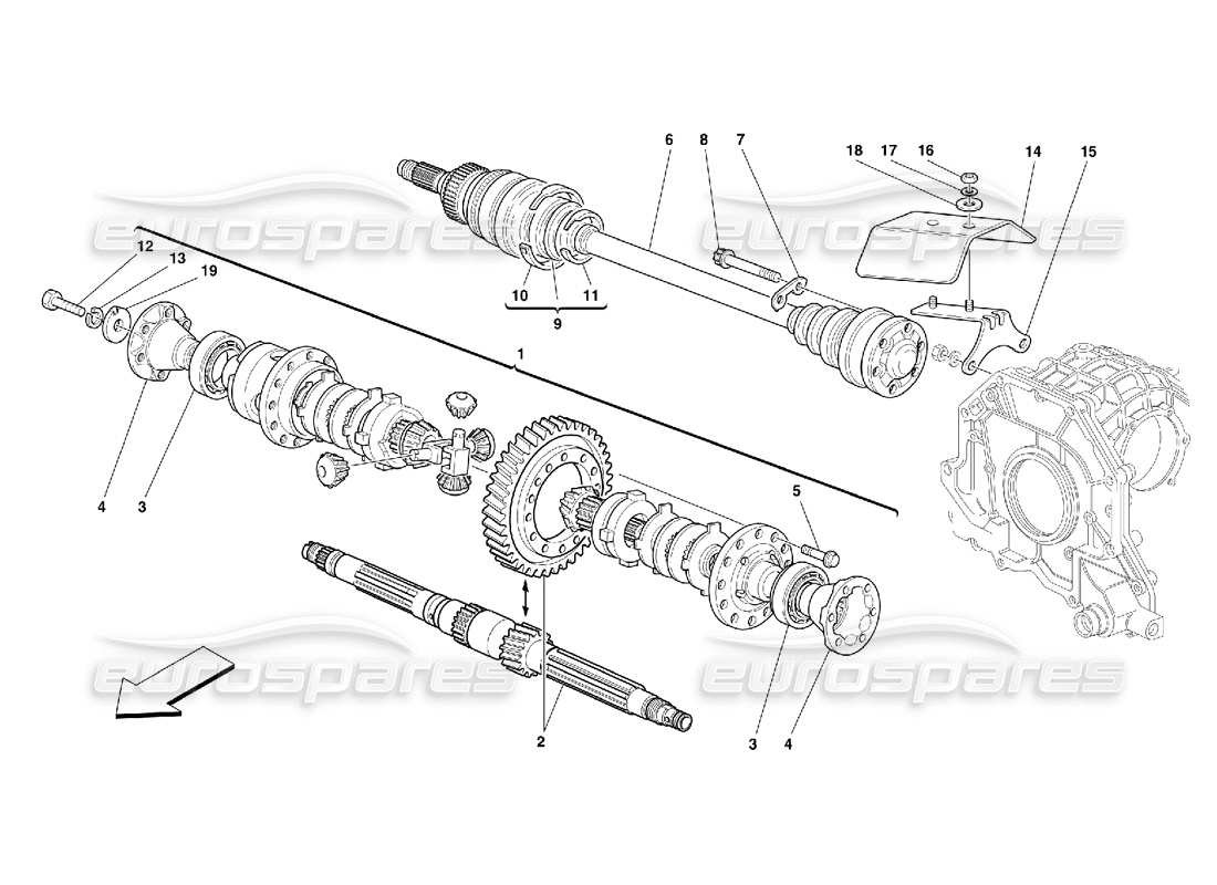 ferrari 355 (5.2 motronic) differenziale e semiassi diagramma delle parti