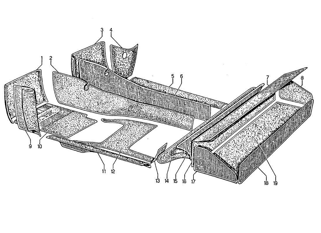 lamborghini jarama tappeti diagramma delle parti