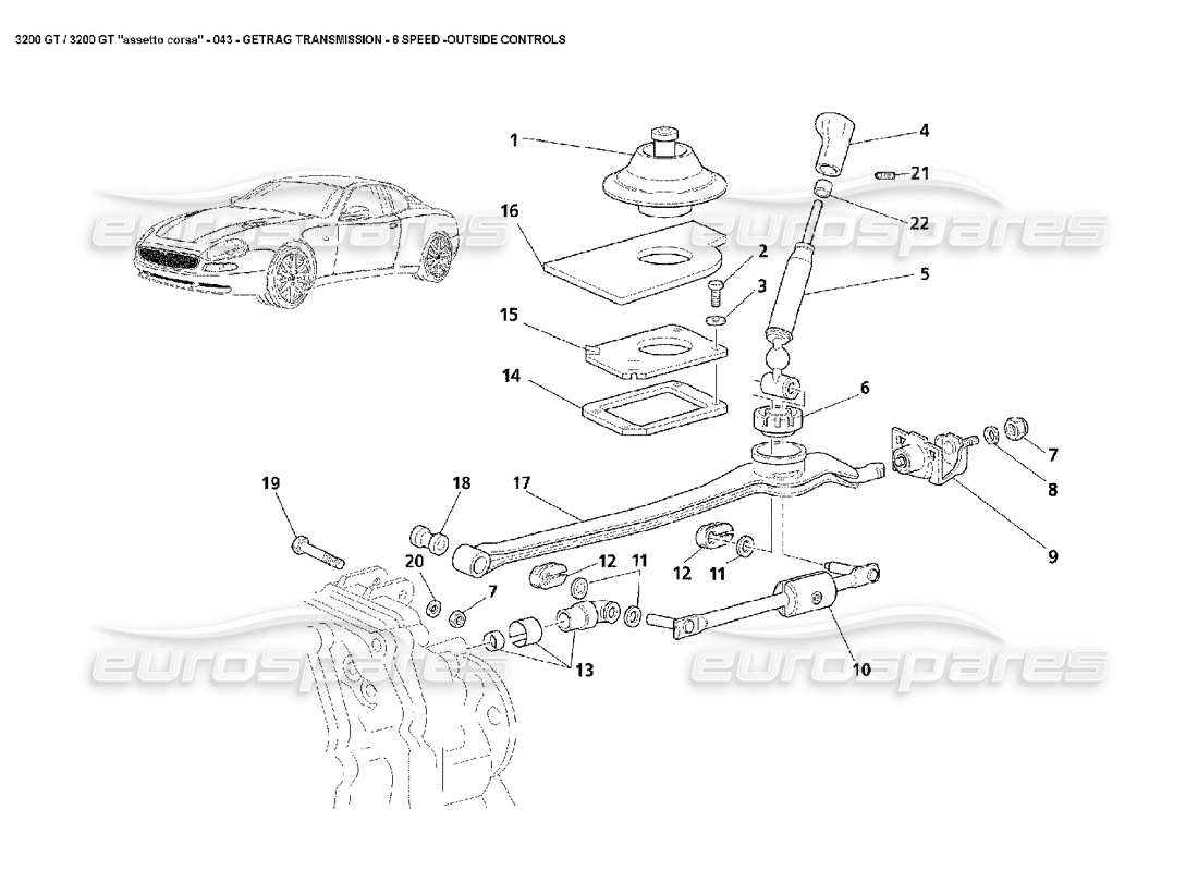 maserati 3200 gt/gta/assetto corsa cambio manuale: diagramma delle parti esterne