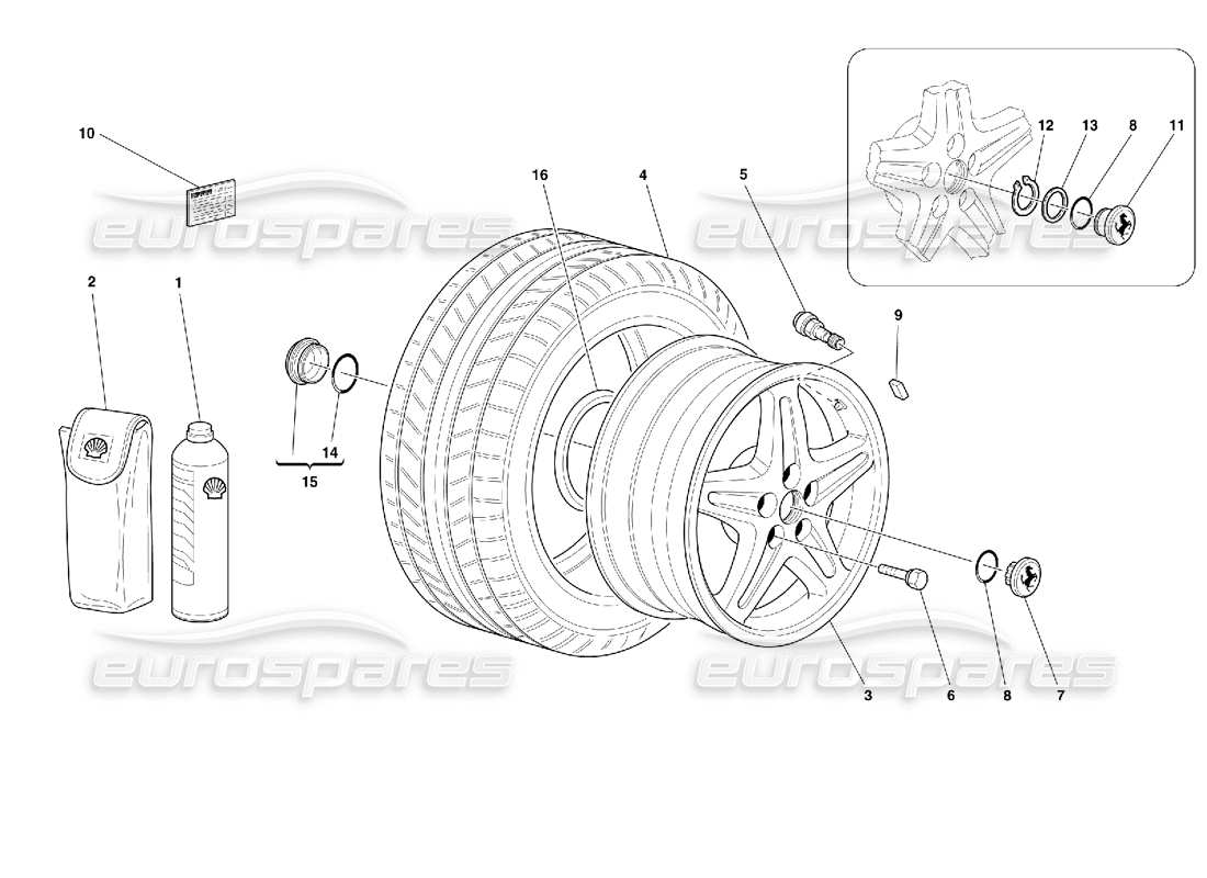 ferrari 355 (2.7 motronic) ruote diagramma delle parti