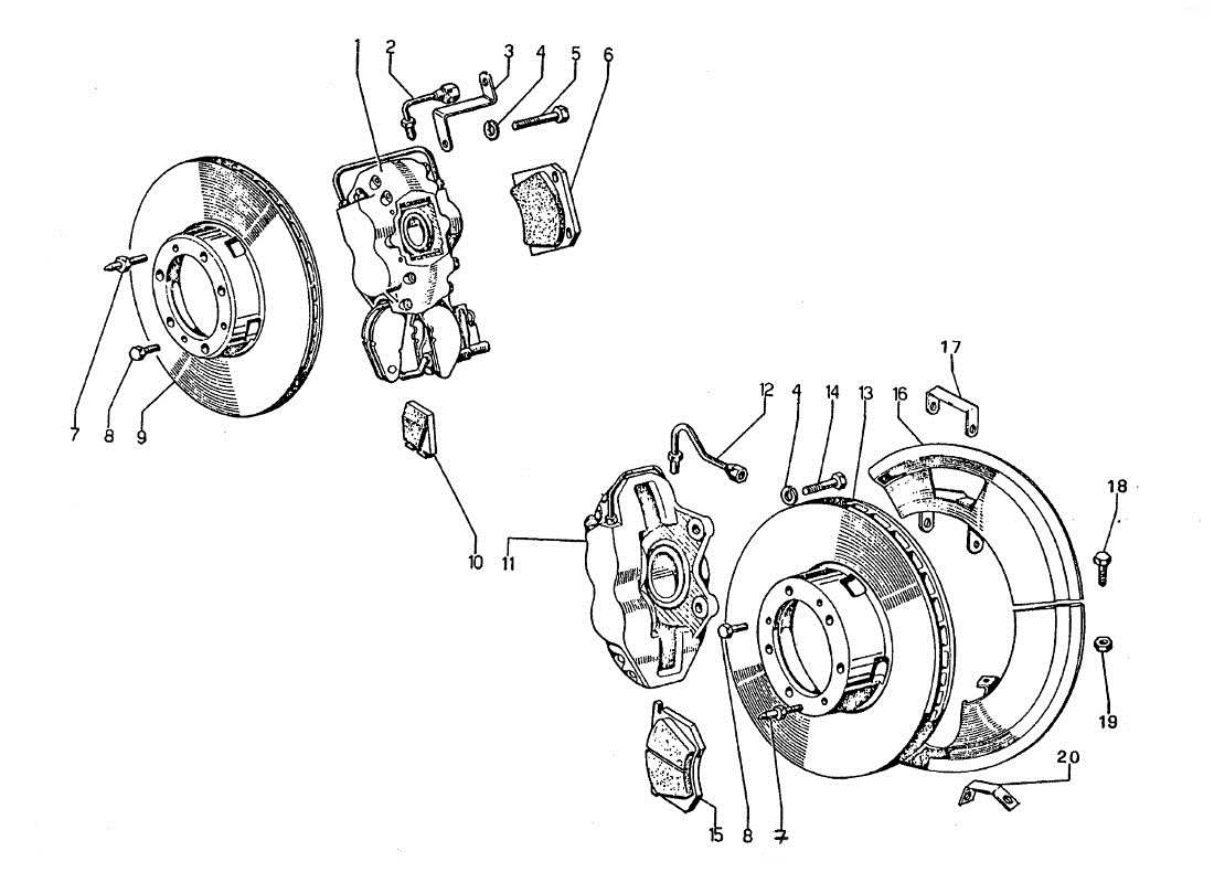 lamborghini jarama dischi e pinze - freni diagramma delle parti