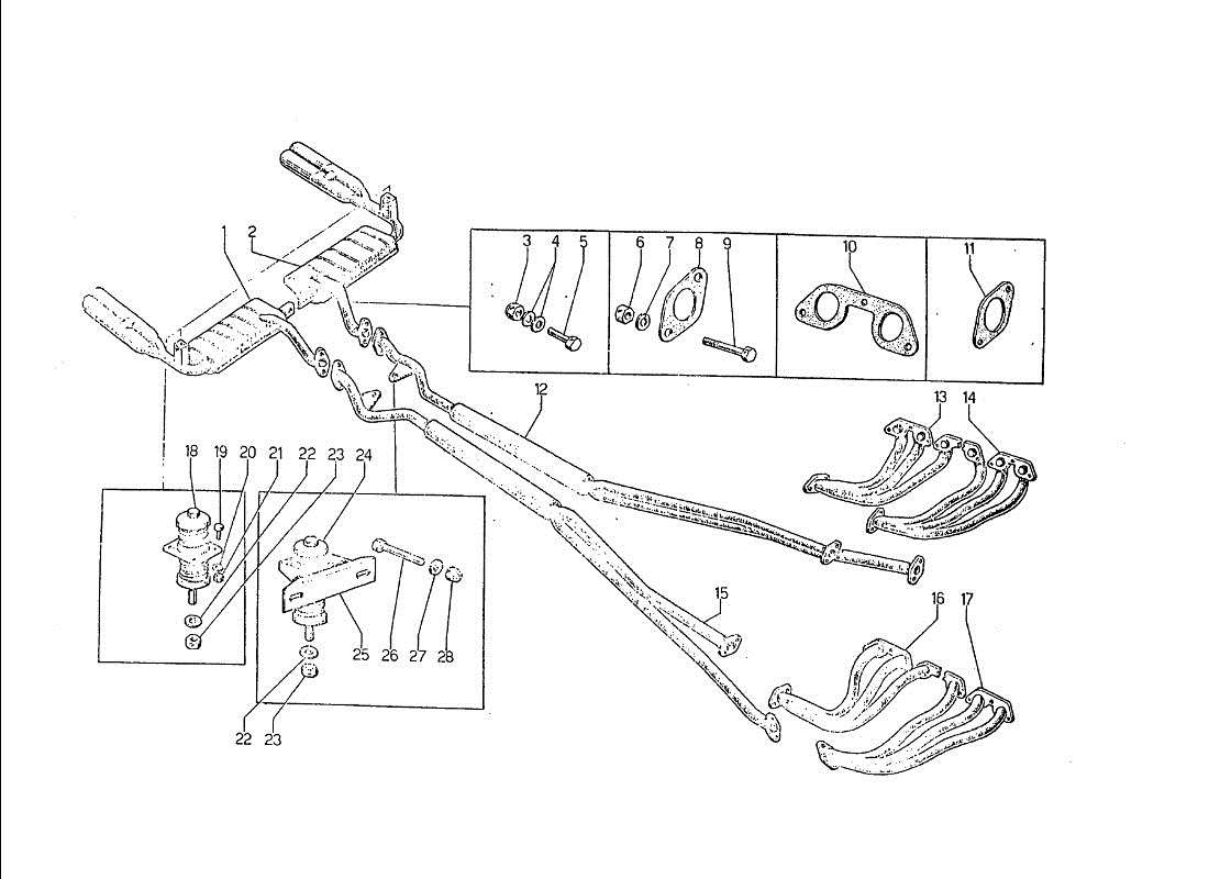 lamborghini jarama tubi di scarico diagramma delle parti