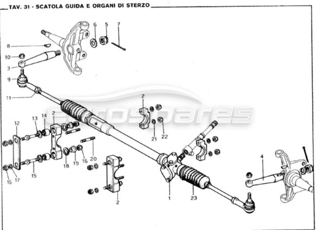 ferrari 246 gt series 1 scatola dello sterzo e collegamenti dello sterzo diagramma delle parti