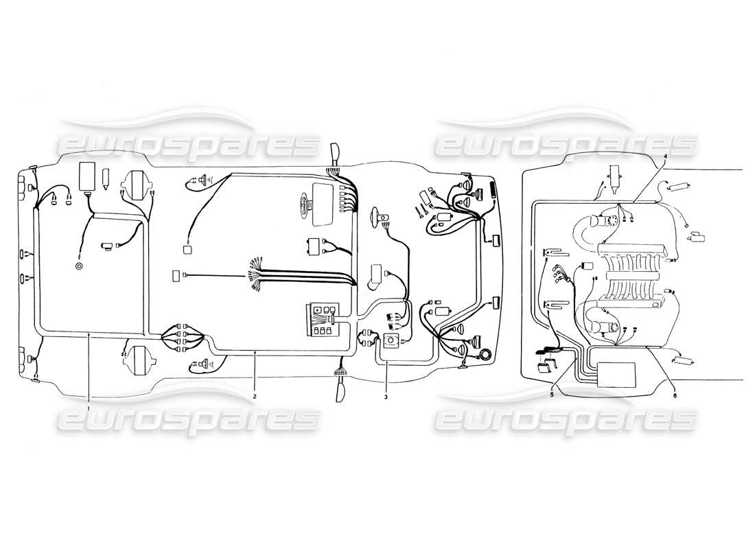 lamborghini countach 5000 qvi (1989) schema delle parti dell'impianto elettrico