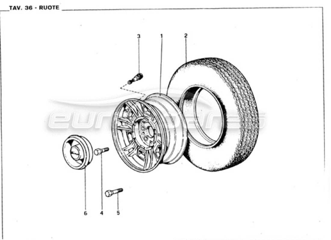 ferrari 246 gt series 1 ruote diagramma delle parti