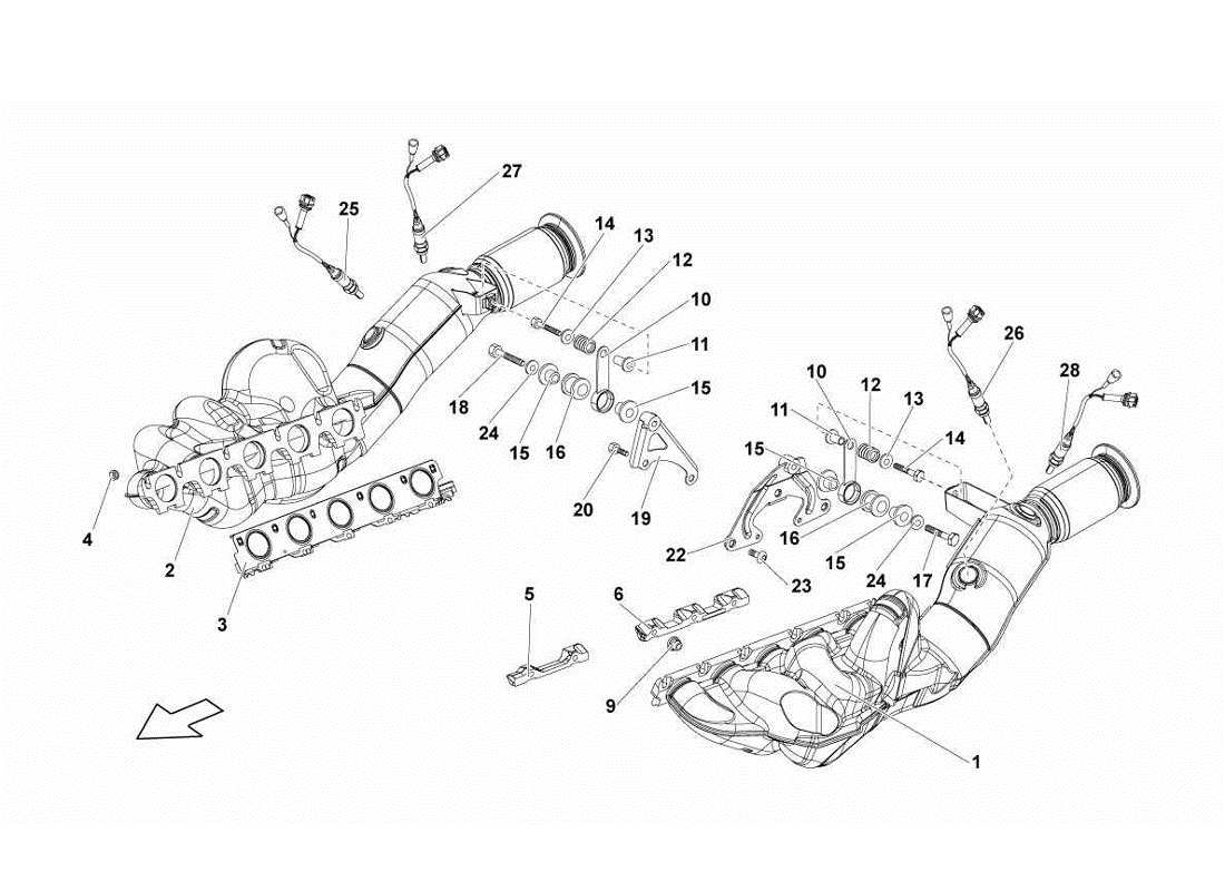 lamborghini gallardo lp560-4s update diagramma delle parti del sistema di scarico