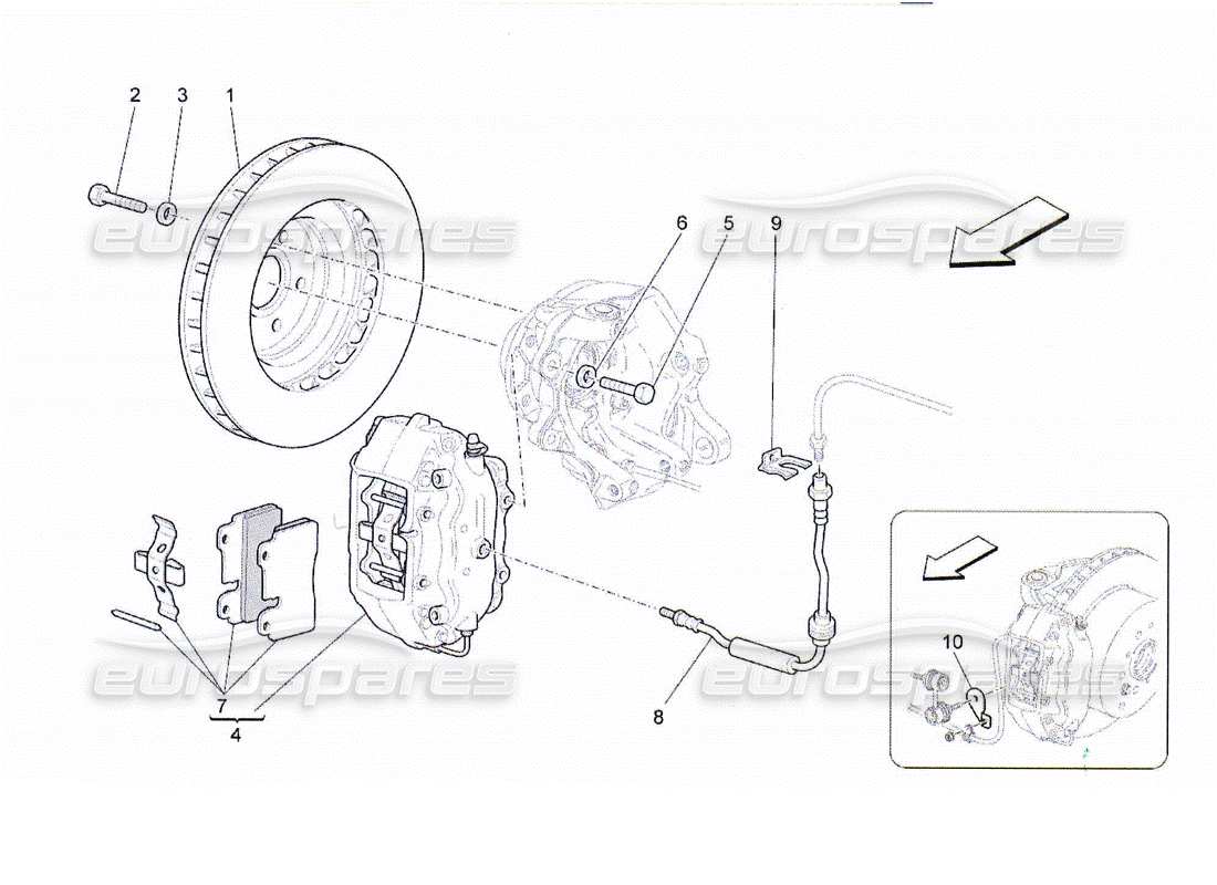 maserati qtp. (2010) 4.2 schema parziale dei dispositivi di frenatura sulle ruote posteriori