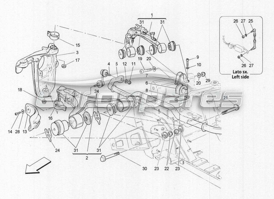 maserati grancabrio mc centenario diagramma delle parti della sospensione anteriore