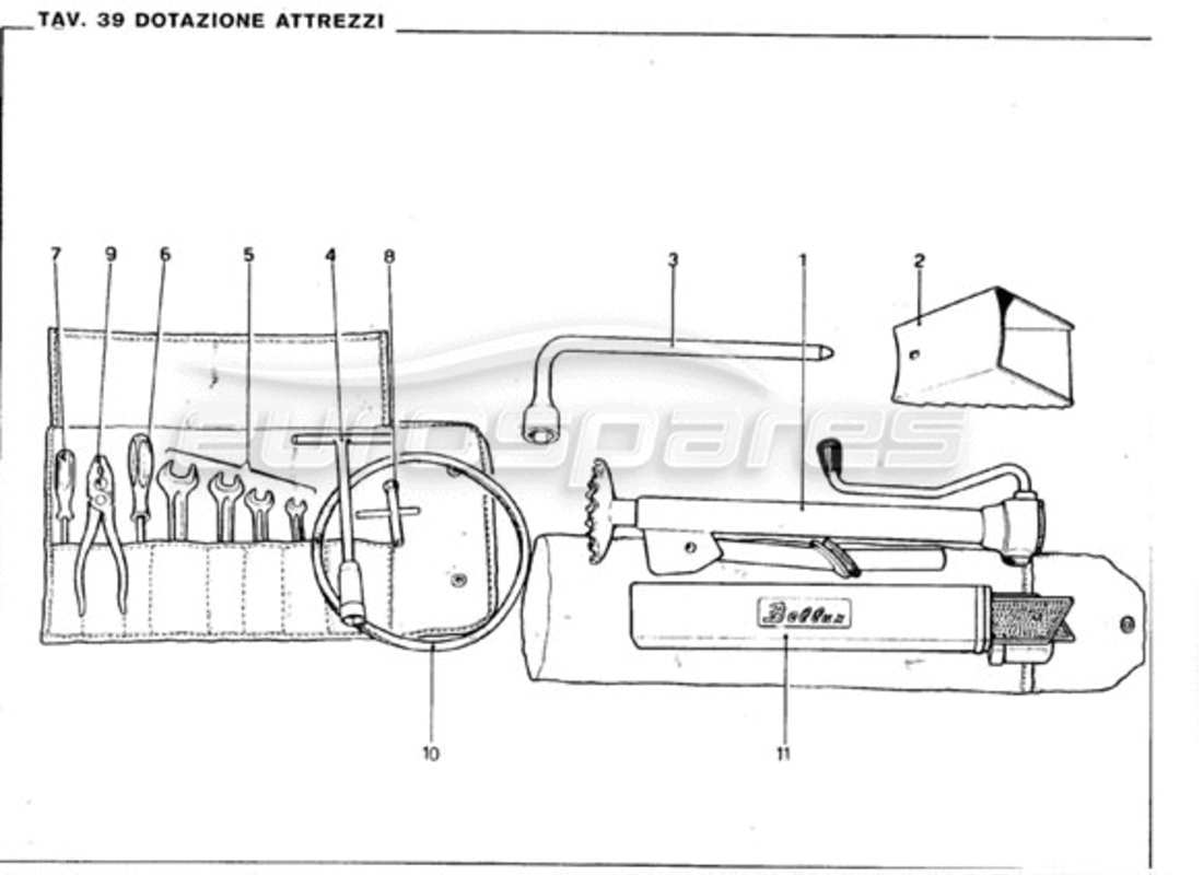 ferrari 246 gt series 1 schema delle parti del kit attrezzi