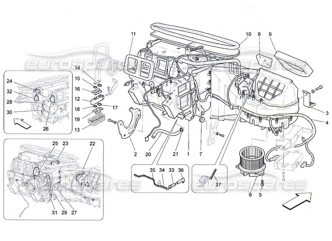 maserati qtp. (2010) 4.7 unità a c: diagramma delle parti dei dispositivi del dashboard