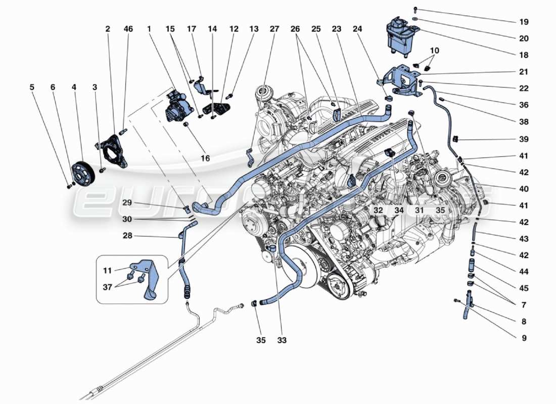 ferrari 488 challenge schema delle parti della pompa del servosterzo