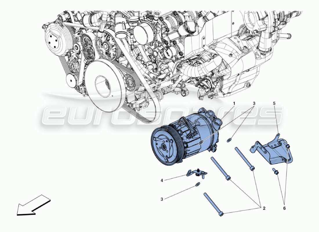 ferrari 488 challenge pompa ac diagramma delle parti