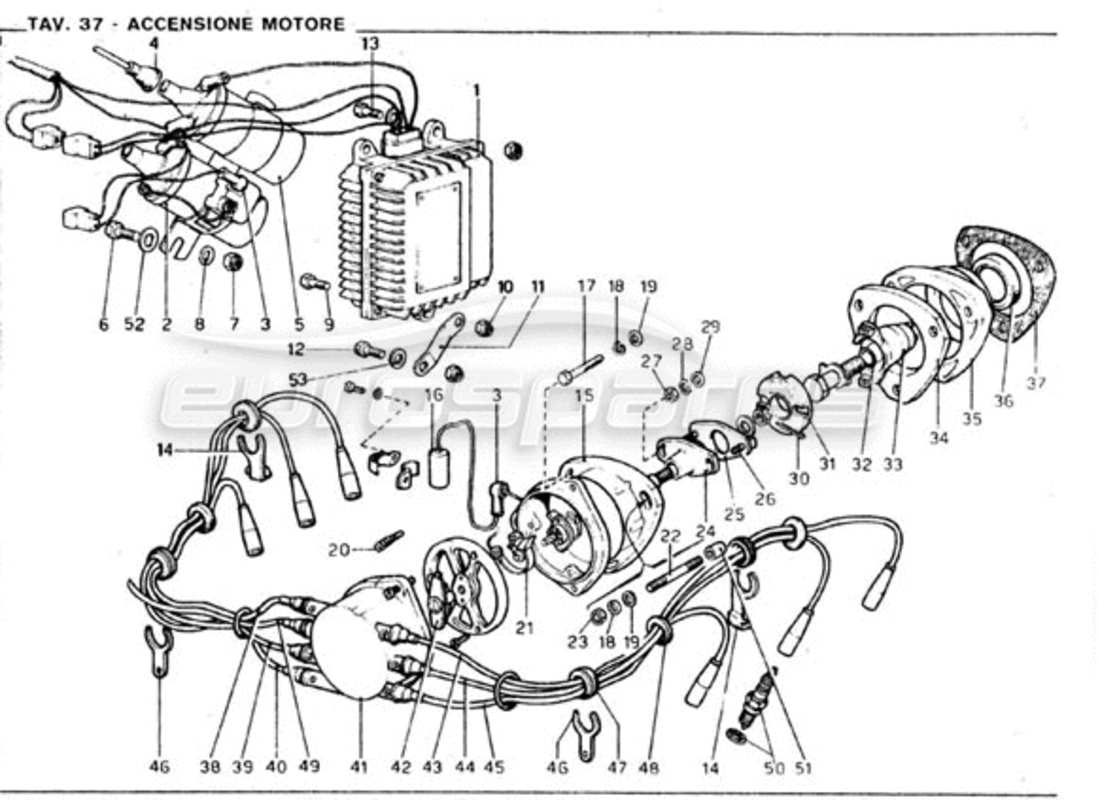 ferrari 246 gt series 1 diagramma delle parti di accensione del motore