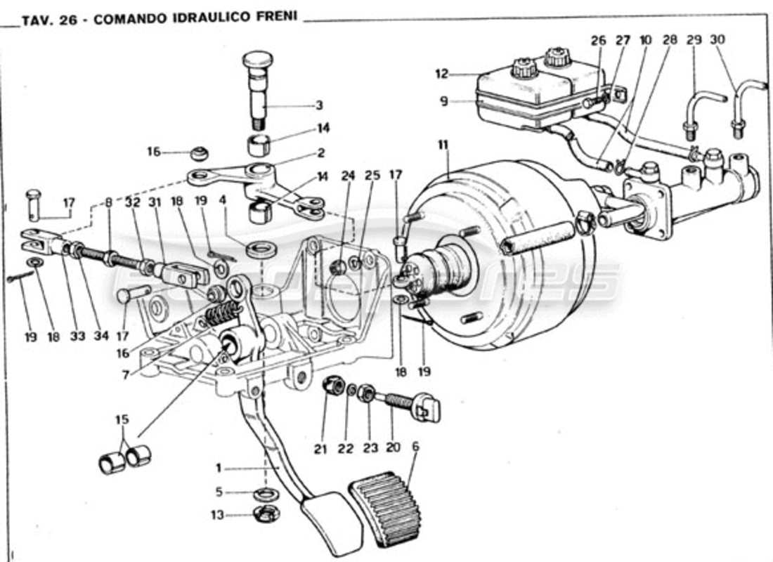 ferrari 246 gt series 1 sistema idraulico dei freni diagramma delle parti