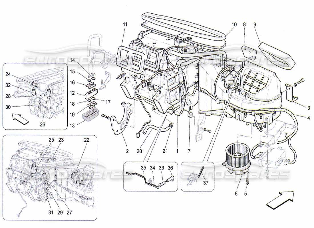 maserati qtp. (2010) 4.2 unità a c: diagramma delle parti dei dispositivi del dashboard