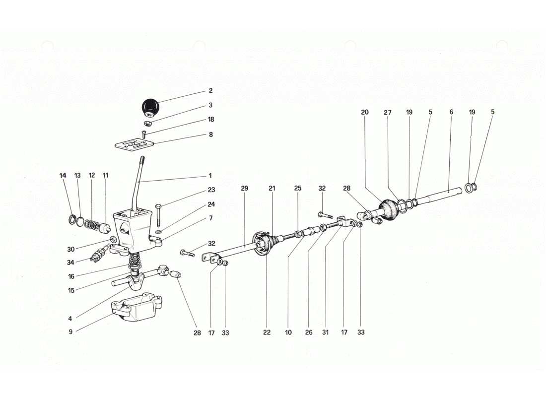 ferrari 208 gtb gts diagramma delle parti dei controlli esterni del cambio