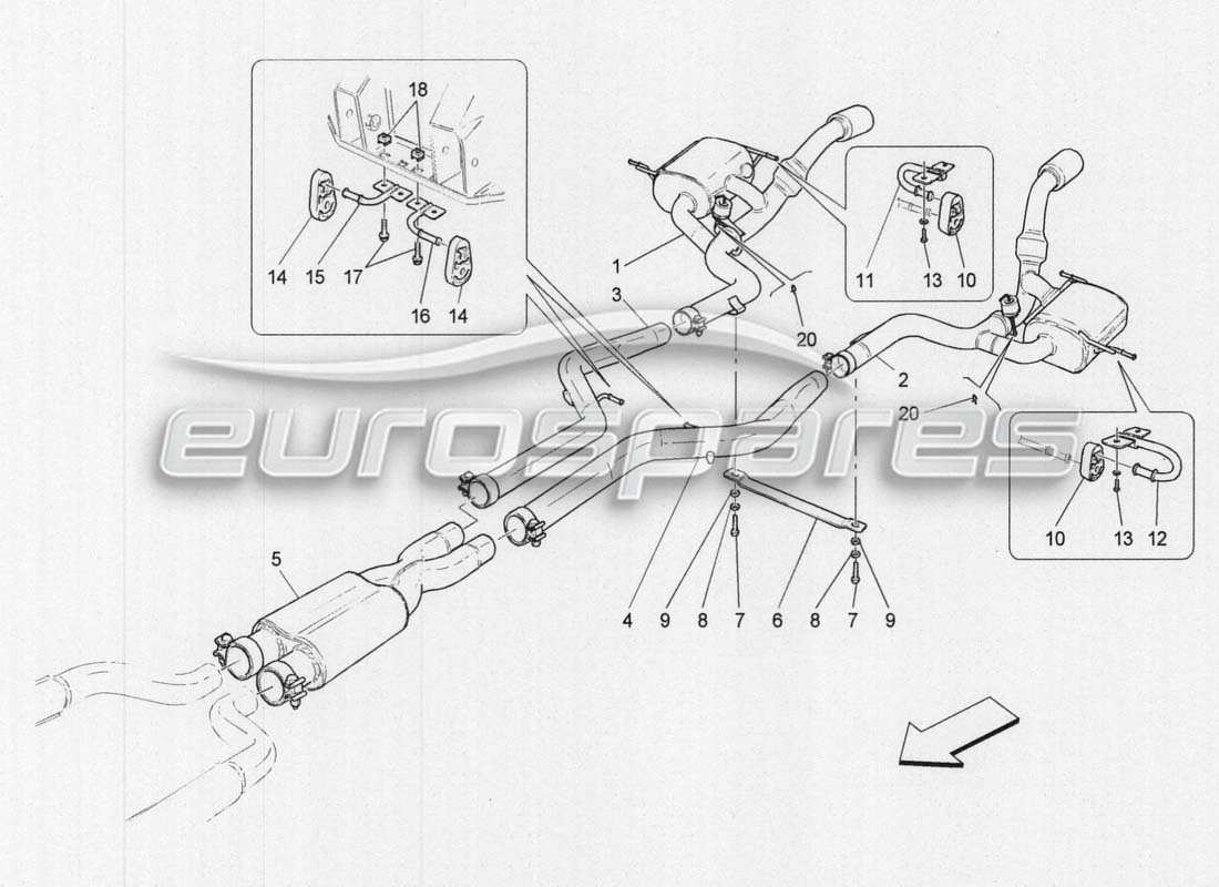 maserati grancabrio mc centenario diagramma delle parti di scarico