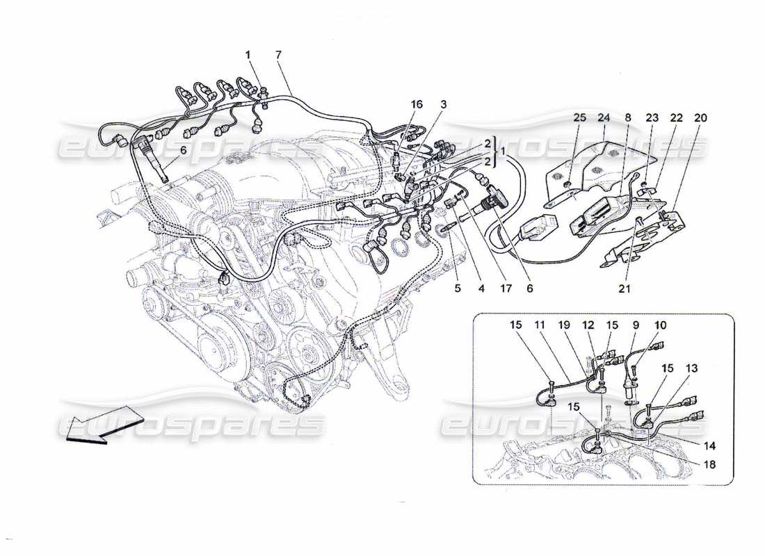 maserati qtp. (2010) 4.7 controllo elettronico: diagramma delle parti di controllo dell'iniezione e della fasatura del motore