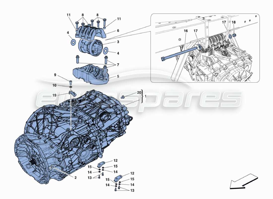 ferrari 488 challenge diagramma delle parti del cambio