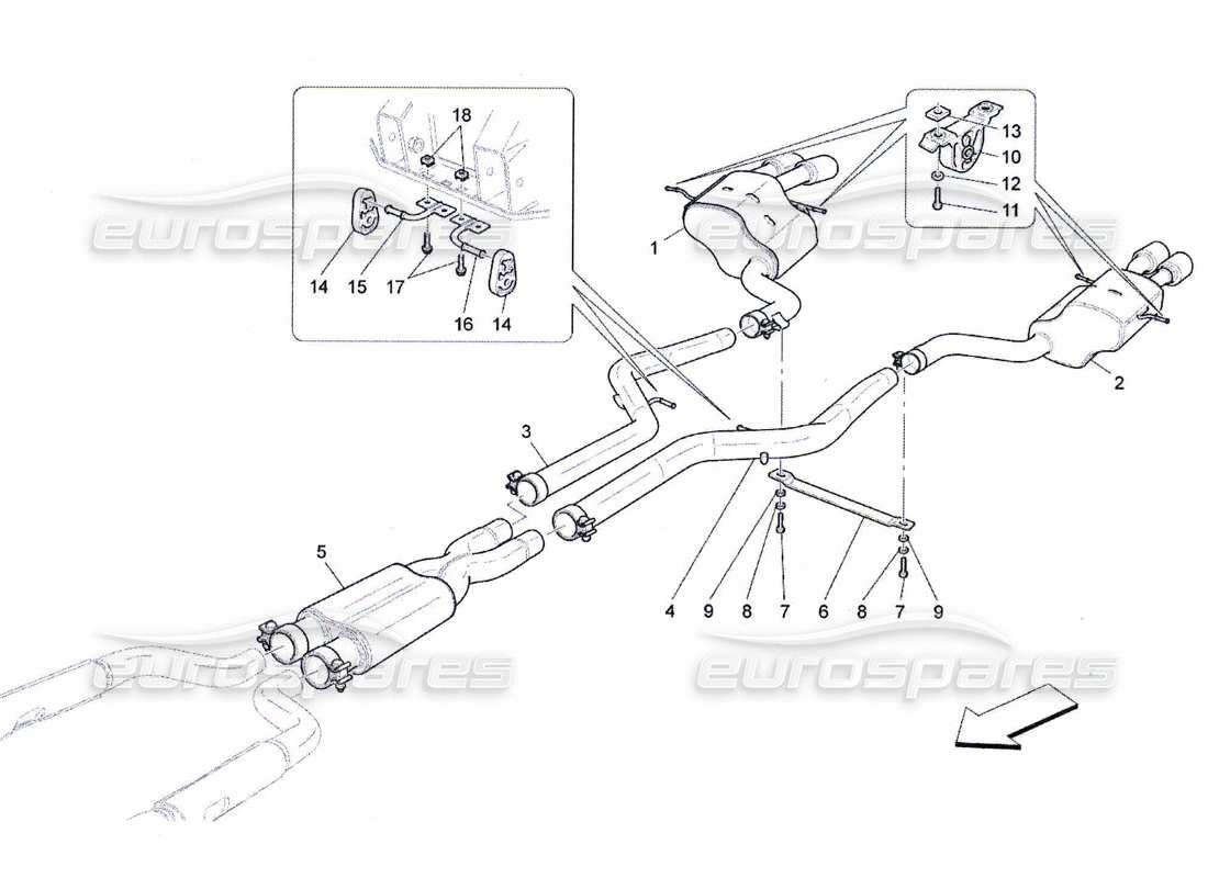 maserati qtp. (2010) 4.7 silenziatori diagramma delle parti