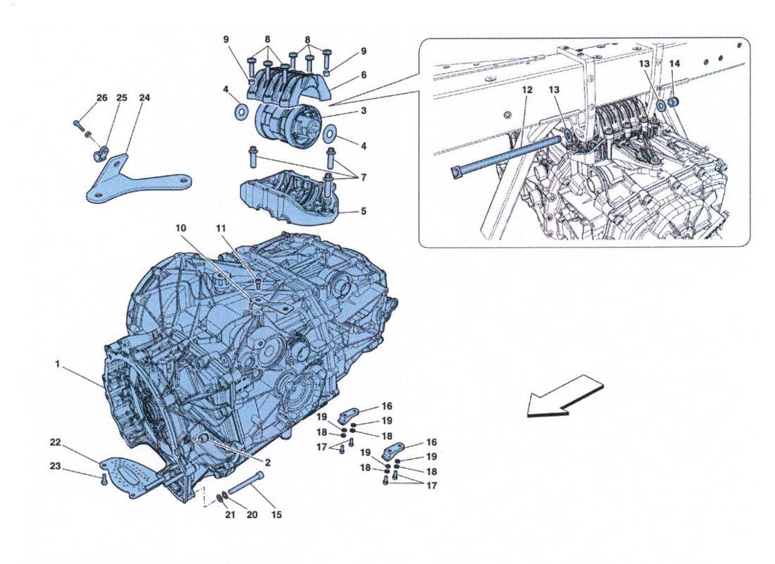 ferrari 458 challenge schema delle parti di scatole cambio