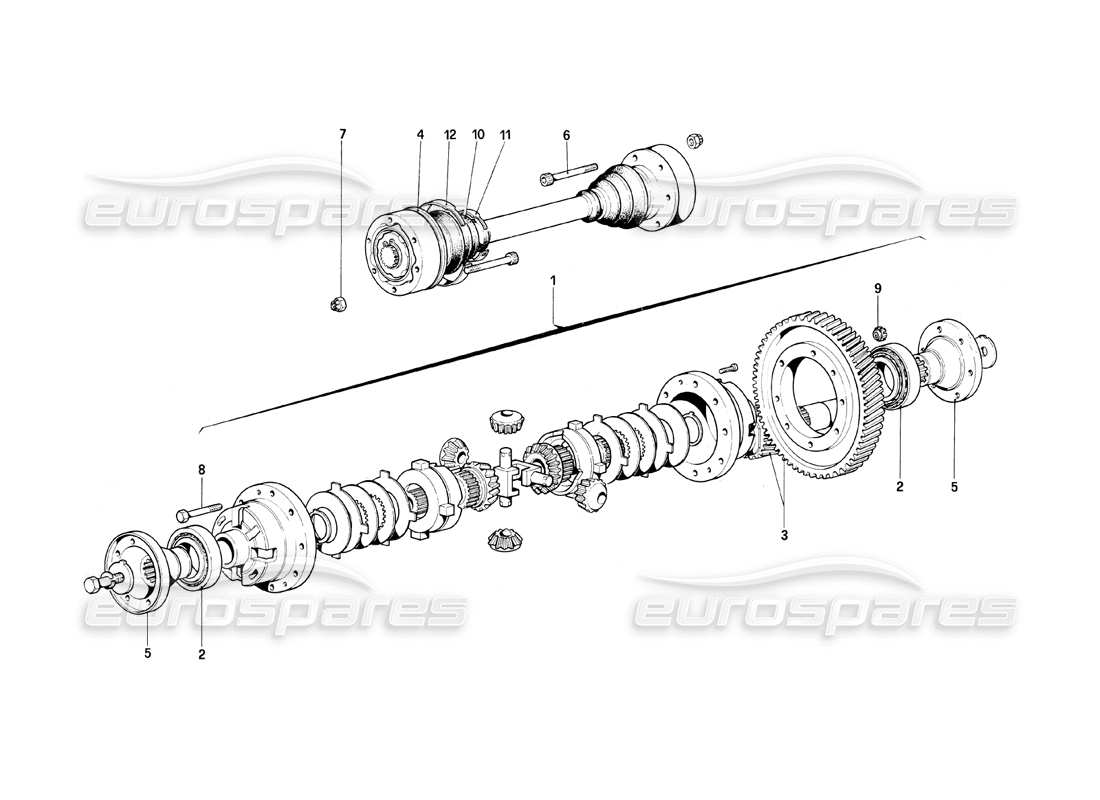 ferrari mondial 8 (1981) differenziale e semiassi diagramma delle parti