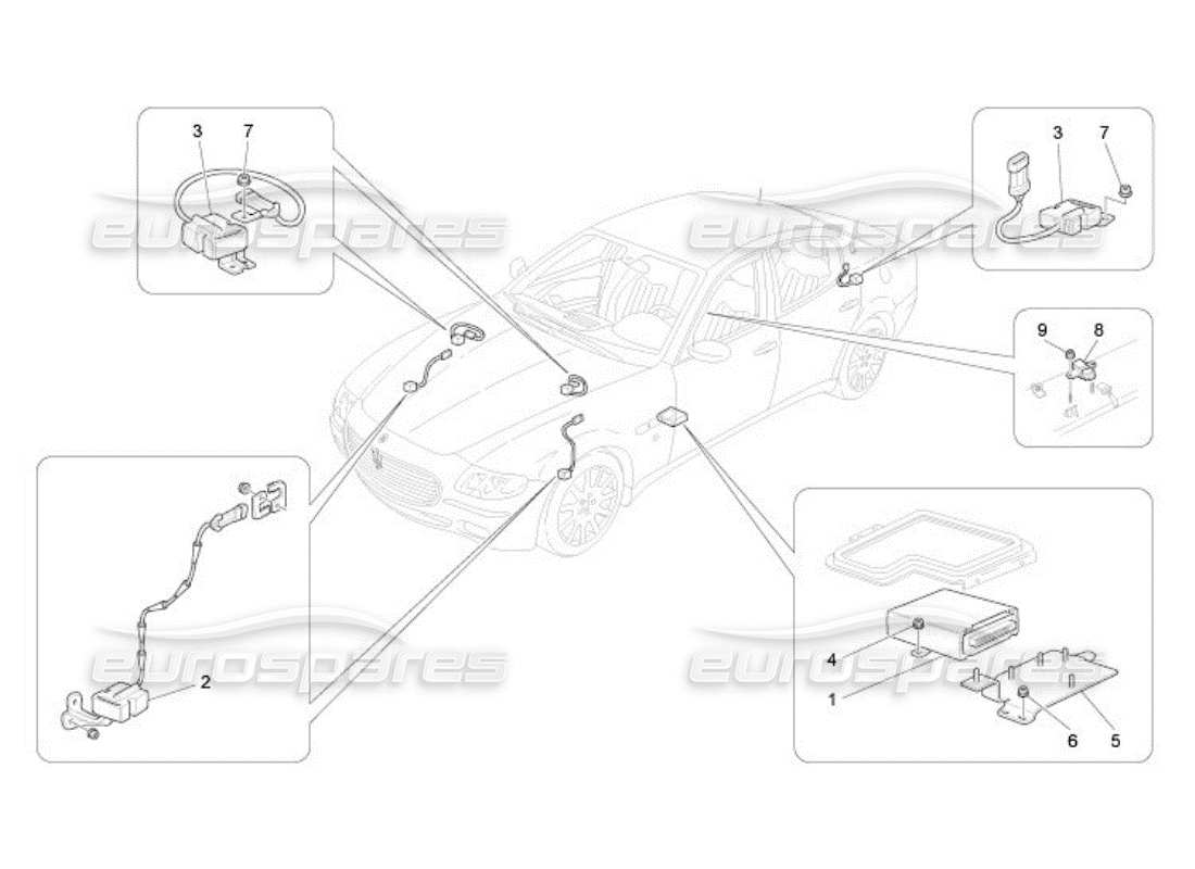 maserati qtp. (2005) 4.2 diagramma delle parti del controllo elettronico (sospensione).