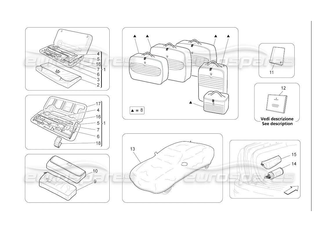 maserati qtp. (2007) 4.2 auto accessori forniti diagramma delle parti