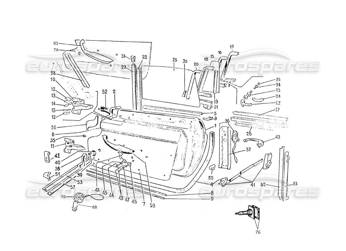 ferrari 275 (pininfarina coachwork) diagramma delle parti del gruppo porte