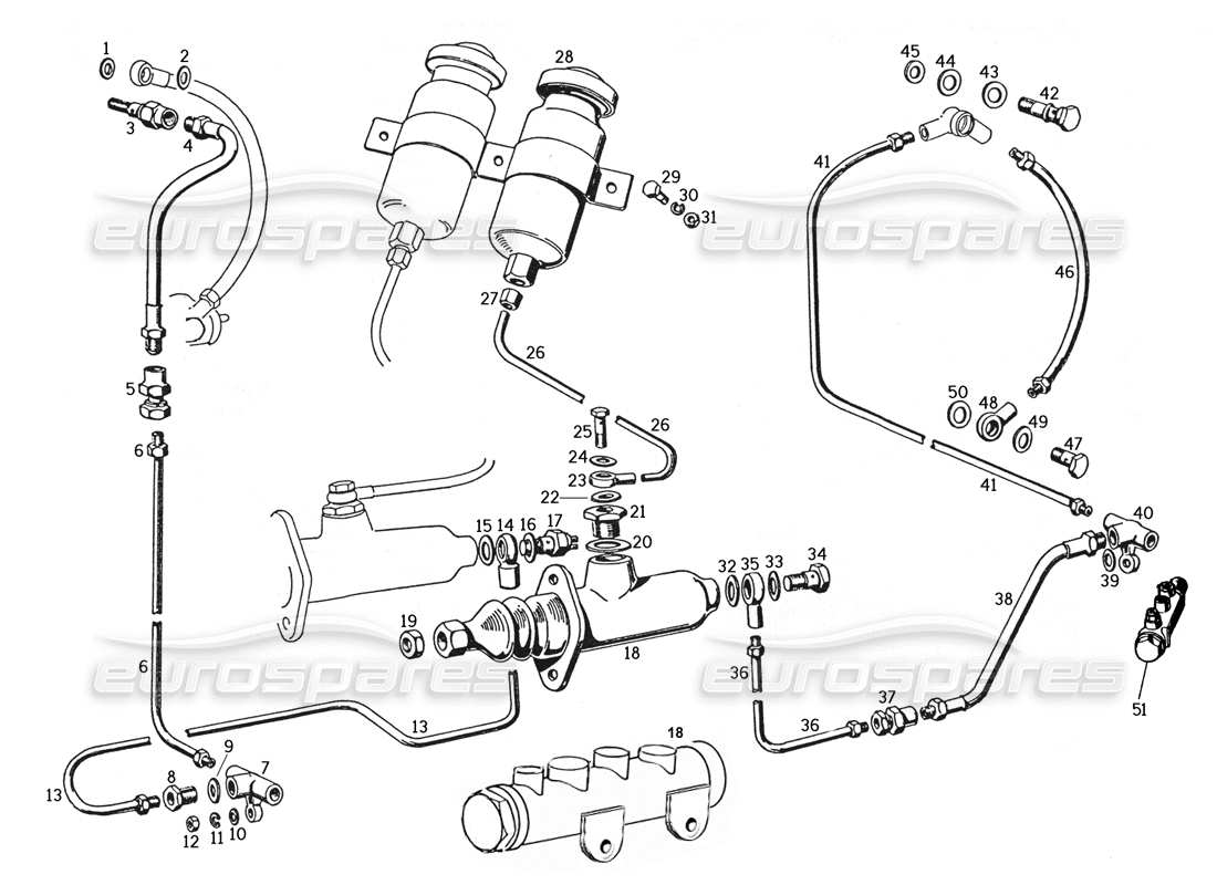 ferrari 250 gte (1957) controllo del freno idraulico diagramma delle parti