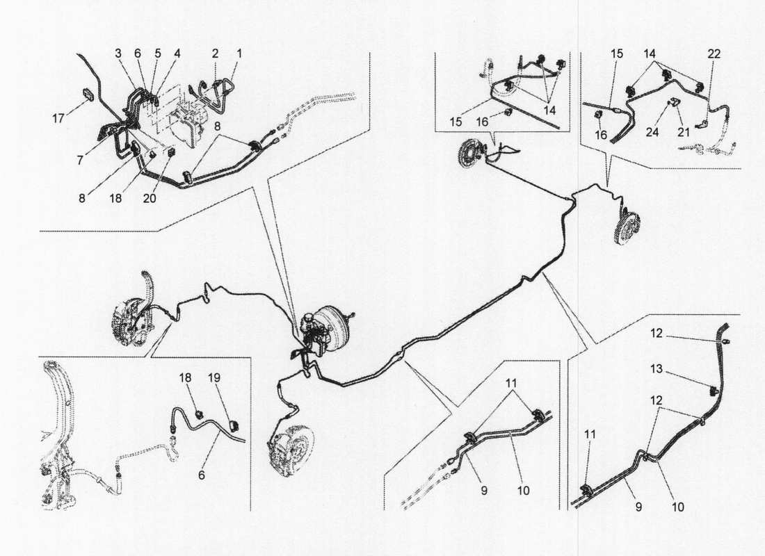 maserati qtp. v6 3.0 bt 410bhp 2wd 2017 diagramma delle parti di linee